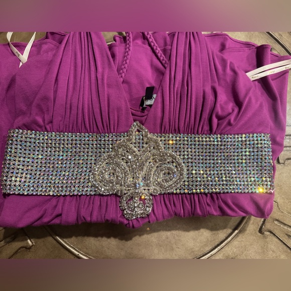 Sky brand rhinestone-belted halter club cocktail Sexy Top - Picture 5 of 5